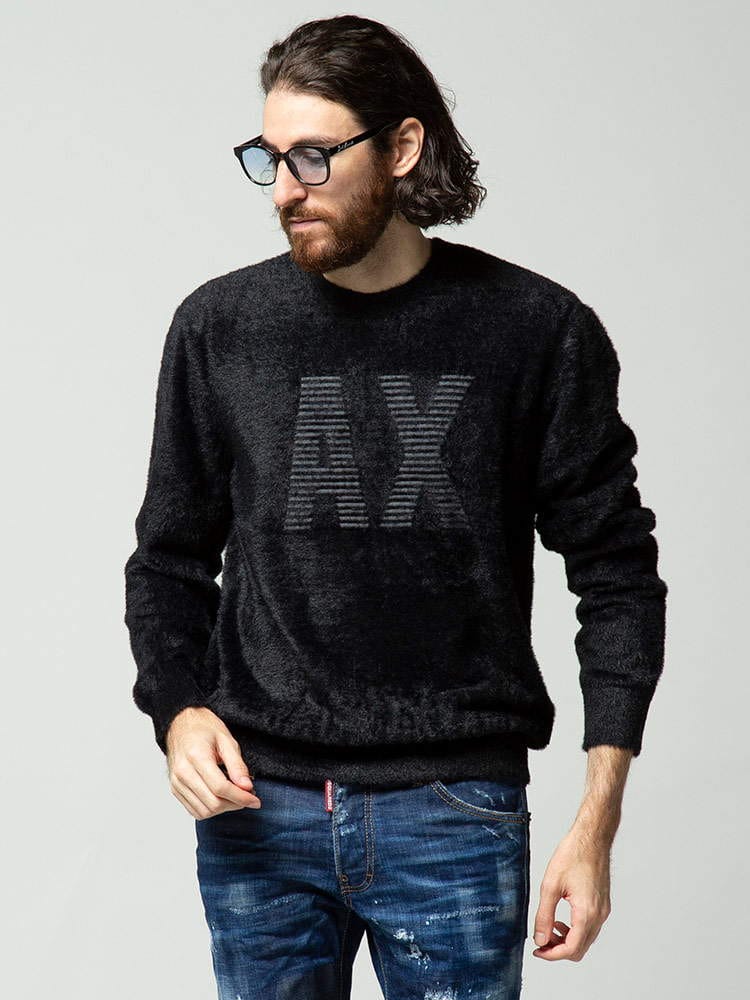 ARMANI EXCHANGE アルマーニ エクスチェンジ ロゴ シャギーニット プル 