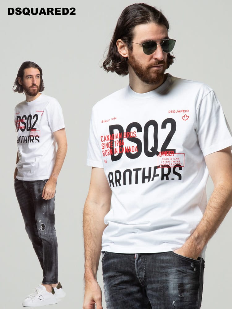 DSQUARED2 (ディースクエアード) ロゴプリント クルーネック 半袖 Tシャツ D2GD0992S23009