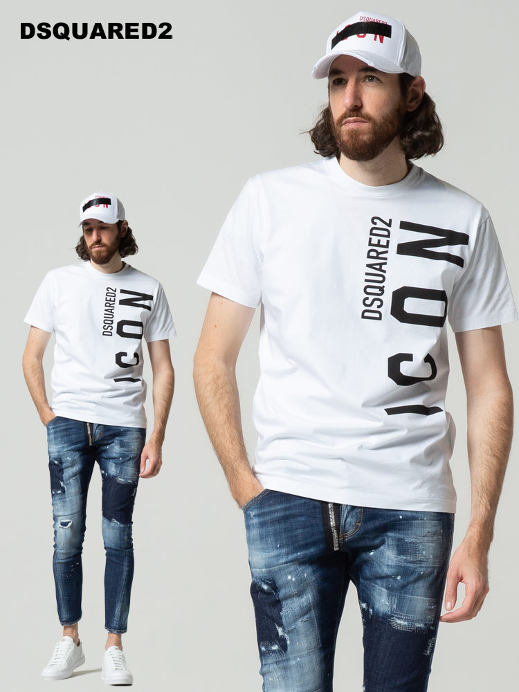 DSQUARED2 (ディースクエアード) ICON縦ロゴ クルーネック 半袖 Tシャツ D2SGC0044S23009