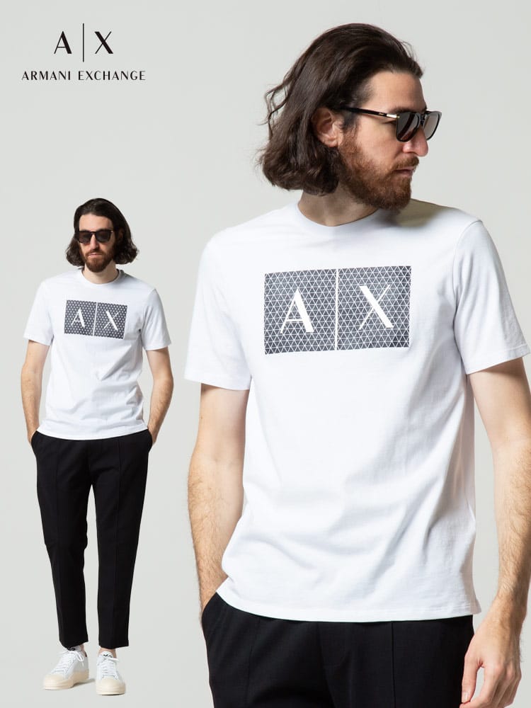 【オンラインストア限定】 ARMANI EXCHANGE アルマーニ エクスチェンジ  メンズ BOX ロゴ クルーネック 半袖 Tシャツ ブランド AE8NZTCKZ8H4Z