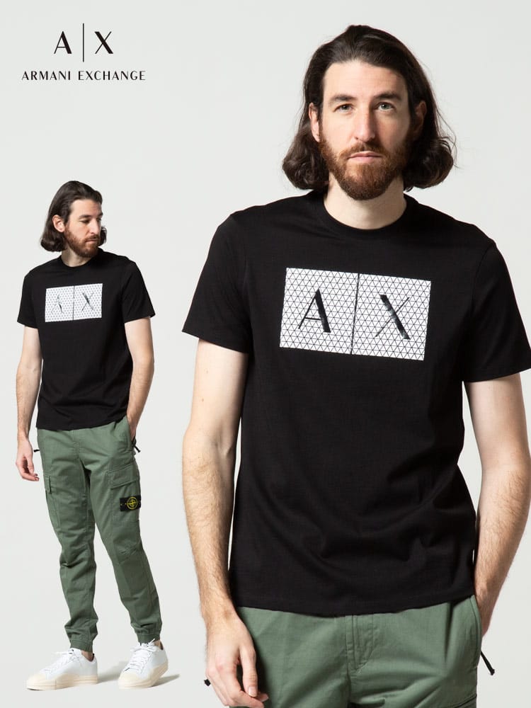 【オンラインストア限定】 ARMANI EXCHANGE アルマーニ エクスチェンジ  メンズ BOX ロゴ クルーネック 半袖 Tシャツ ブランド AE8NZTCKZ8H4Z