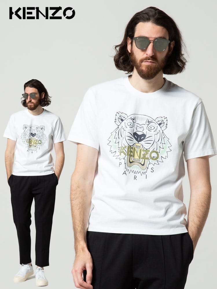 KENZO (ケンゾー) タイガープリント クルーネック 半袖 Tシャツ KZFC55TS0204YL