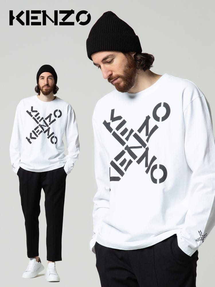 KENZO (ケンゾー) クロスロゴ クルーネック 長袖 Tシャツ SPORT RELAXED KZFC55TS1554SK