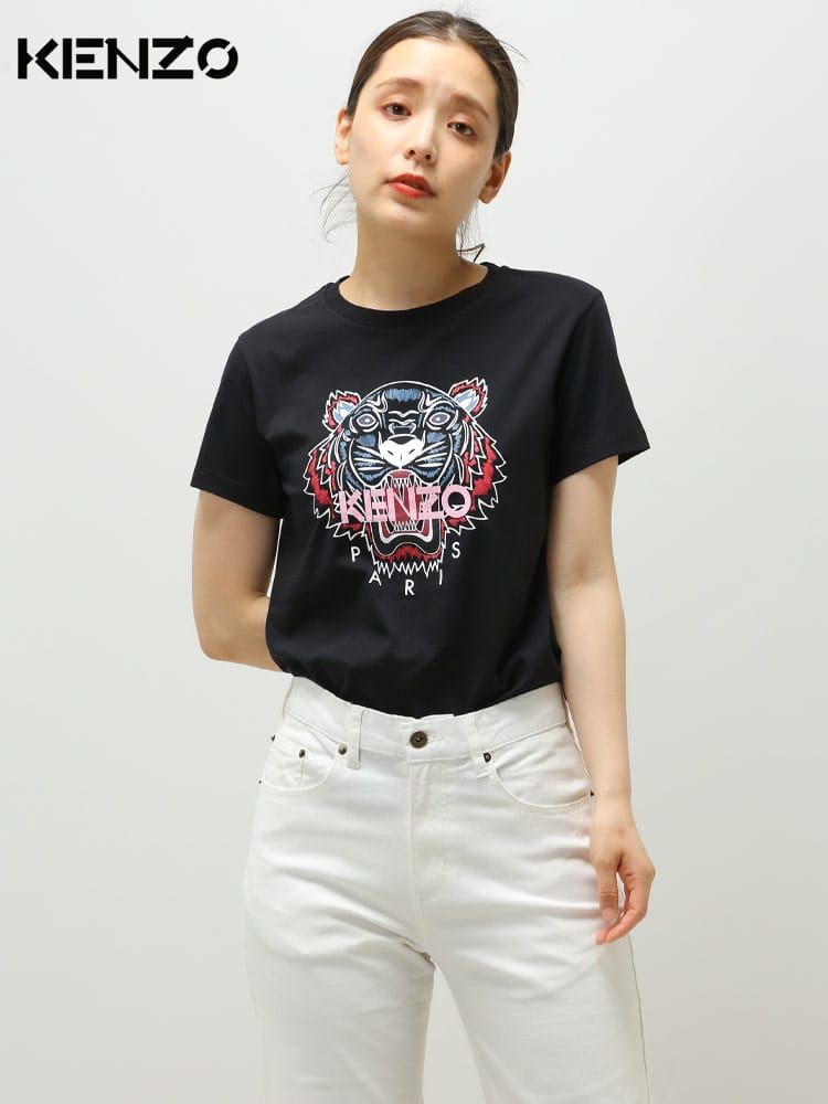 KENZO (ケンゾー) タイガープリント クルーネック 半袖 Tシャツ TIGER CLASSIC KZLFC52TS8464YM レディース ブランド