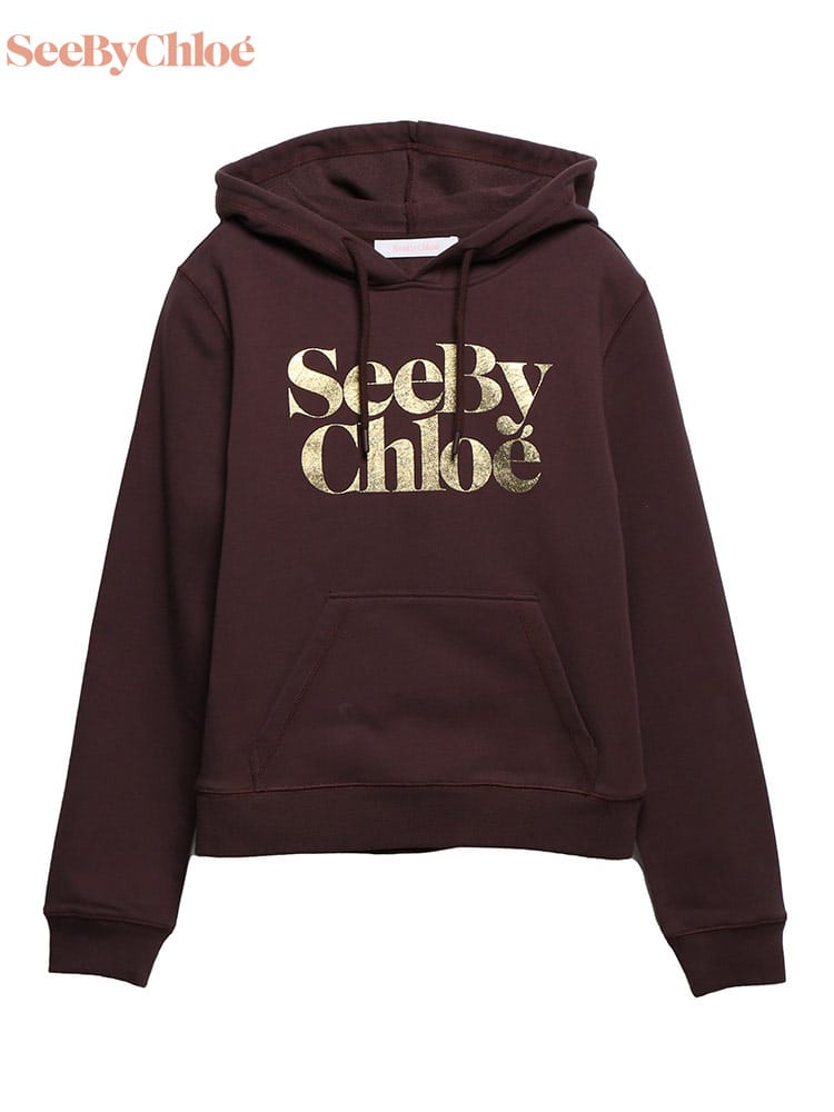 SEE BY CHLOE (シーバイ クロエ) 箔ロゴプリント プルオーバー パーカー SCCHS22SJH02080 レディース ロゴ ブランド