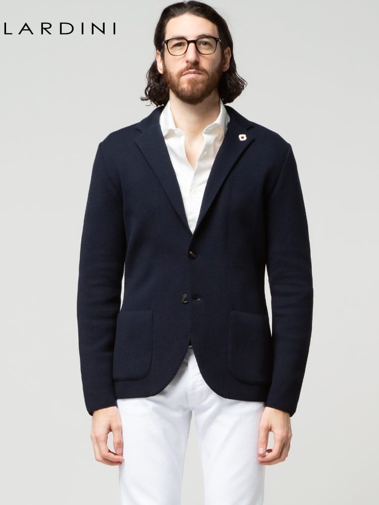 LARDINI (ラルディーニ) 無地 ニット シングル 2ツ釦 ジャケット LDLJM70EM58008 ブランド