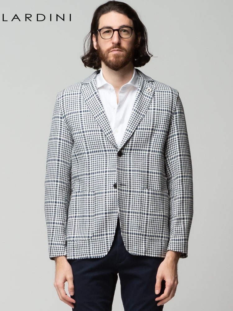 LARDINI (ラルディーニ) シルク混 チェック シングル ジャケット LDAMAEMC1530