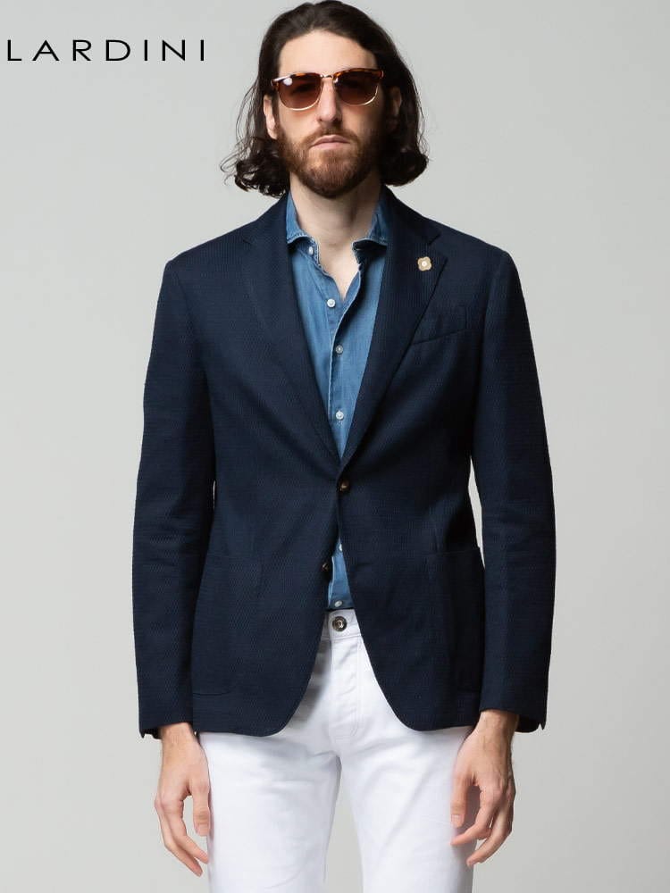 ラルディーニ 麻 ジャケット メンズ LARDINI ホップサック 無地 