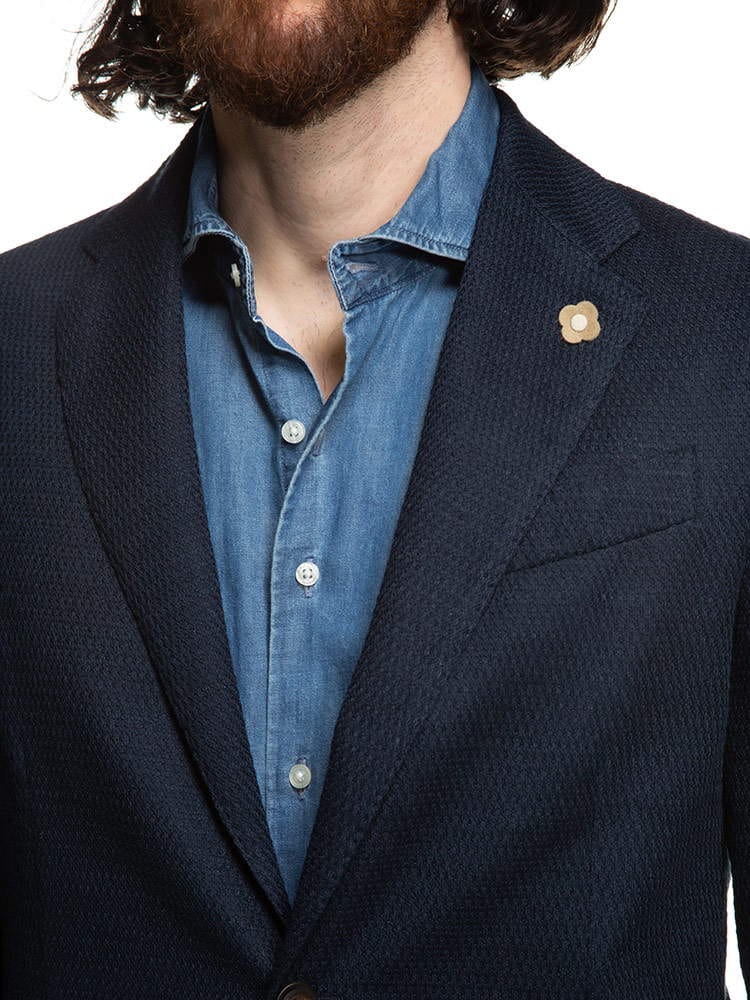 ラルディーニ 麻 ジャケット メンズ LARDINI ホップサック 無地 