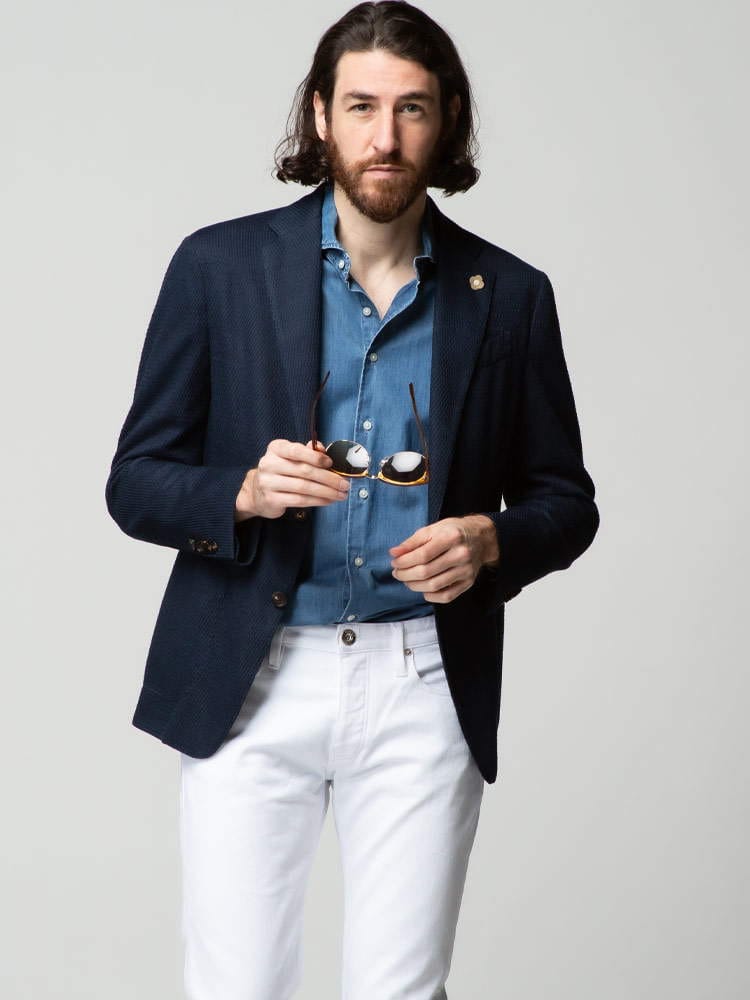 ラルディーニ 麻 ジャケット メンズ LARDINI ホップサック 無地 