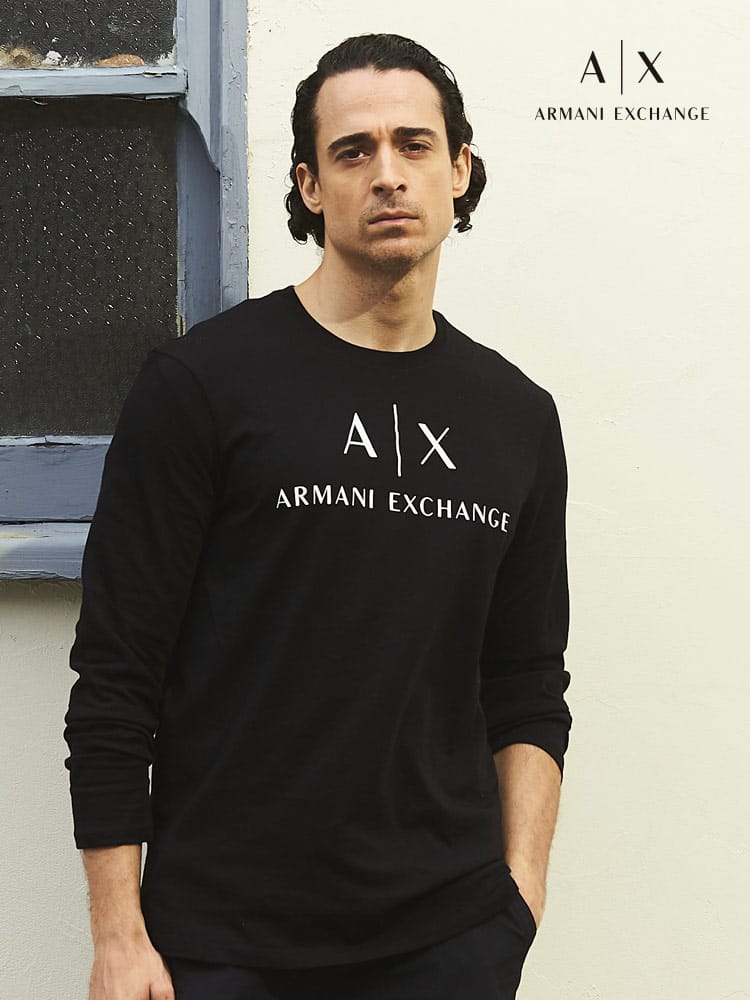 【オンラインストア限定】 ARMANI EXCHANGE アルマーニ エクスチェンジ メンズ ロンT ロゴ プリント クルーネック 長袖 Tシャツ ブランド AE8NZTCHZ8H4Z
