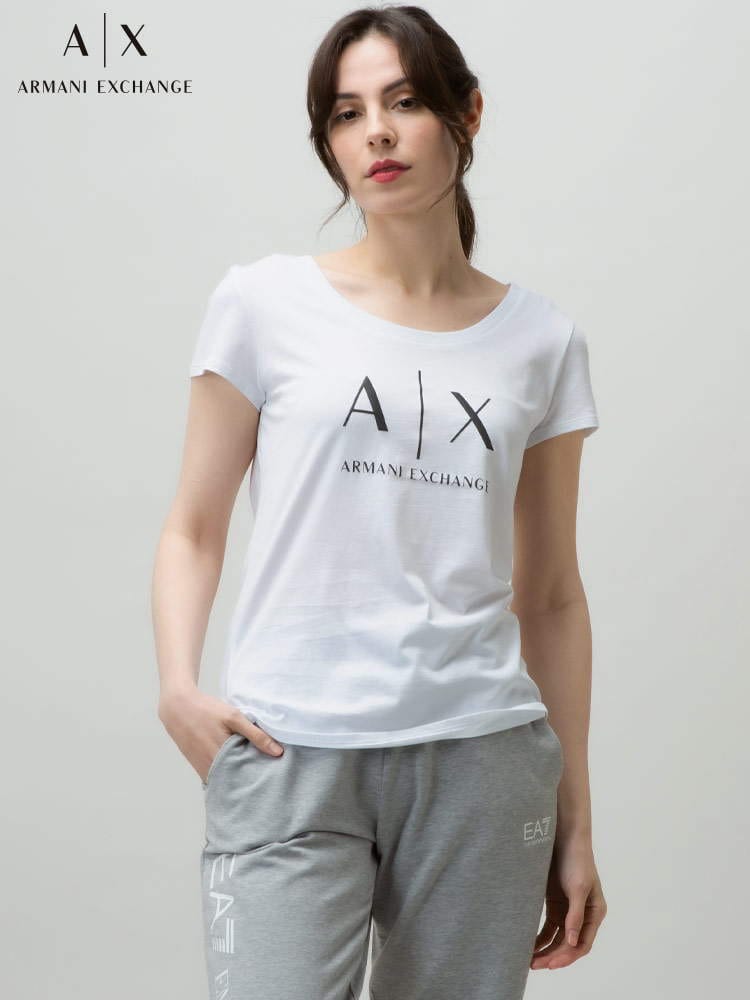【オンラインストア限定】 ARMANI EXCHANGE アルマーニ エクスチェンジ  レディース 半袖 Tシャツ ロゴ プリント クルーネック 大きいサイズ AEL8NYT70YJ16Z ブランド