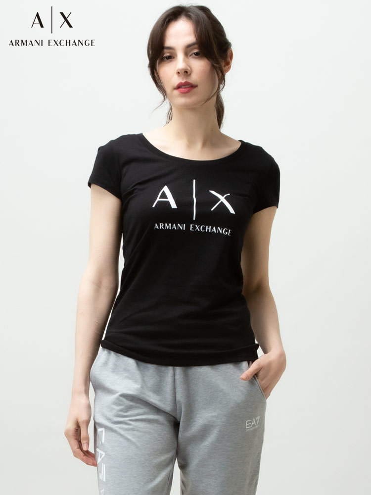 【オンラインストア限定】 ARMANI EXCHANGE アルマーニ エクスチェンジ  レディース 半袖 Tシャツ ロゴ プリント クルーネック 大きいサイズ AEL8NYT70YJ16Z ブランド