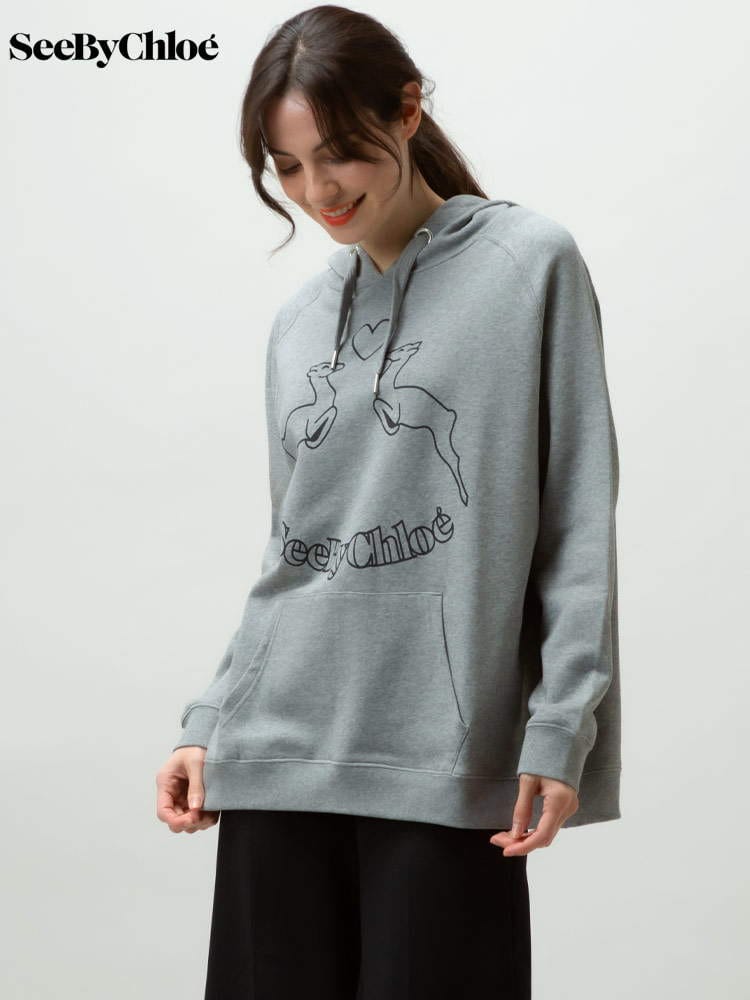 SEE BY CHLOE (シーバイ クロエ) 裏毛 プリント プルオーバー パーカー Lovers SCCHS22SJH1908A レディース ブランド