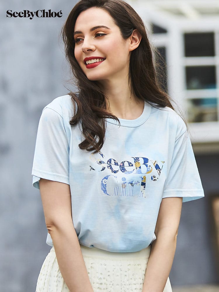SEE BY CHLOE (シーバイ クロエ) ロゴプリント クルーネック 半袖 Tシャツ SCCH22SJH09113 レディース ロゴ ブランド