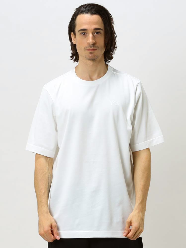 Y-3 (ワイスリー) ブランド メンズ バック デザイン プリント クルーネック 半袖 Tシャツ COMMEMORATIVE Y3HG8796
