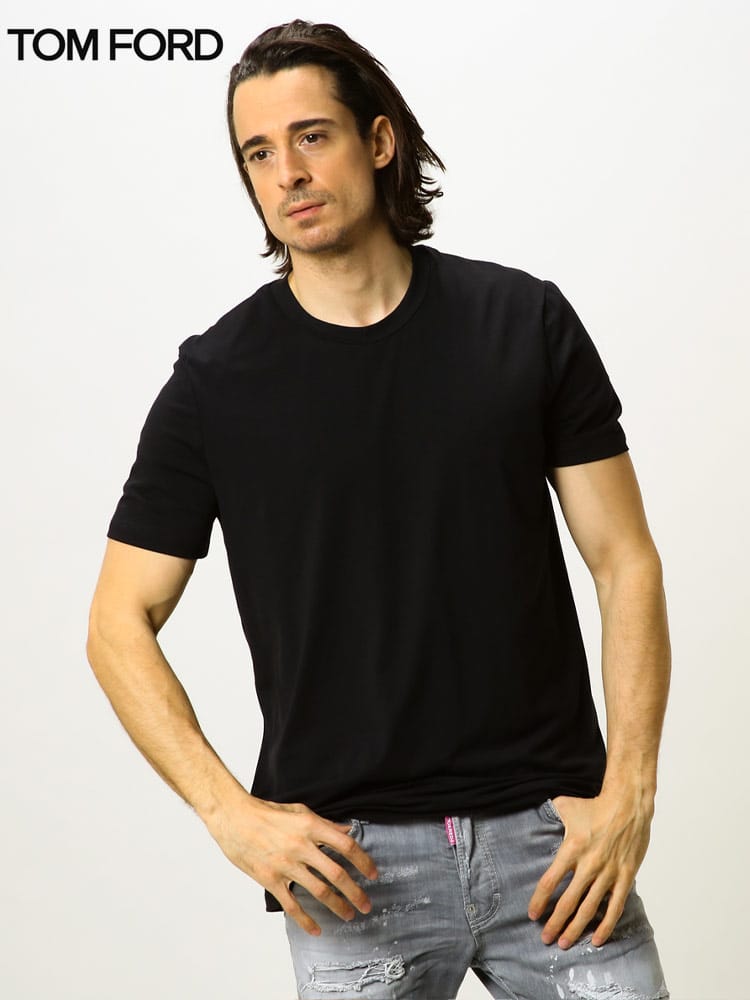 TOM FORD (トム フォード) ブランド メンズ 無地 クルーネック 半袖 アンダーTシャツ TFT4M081410