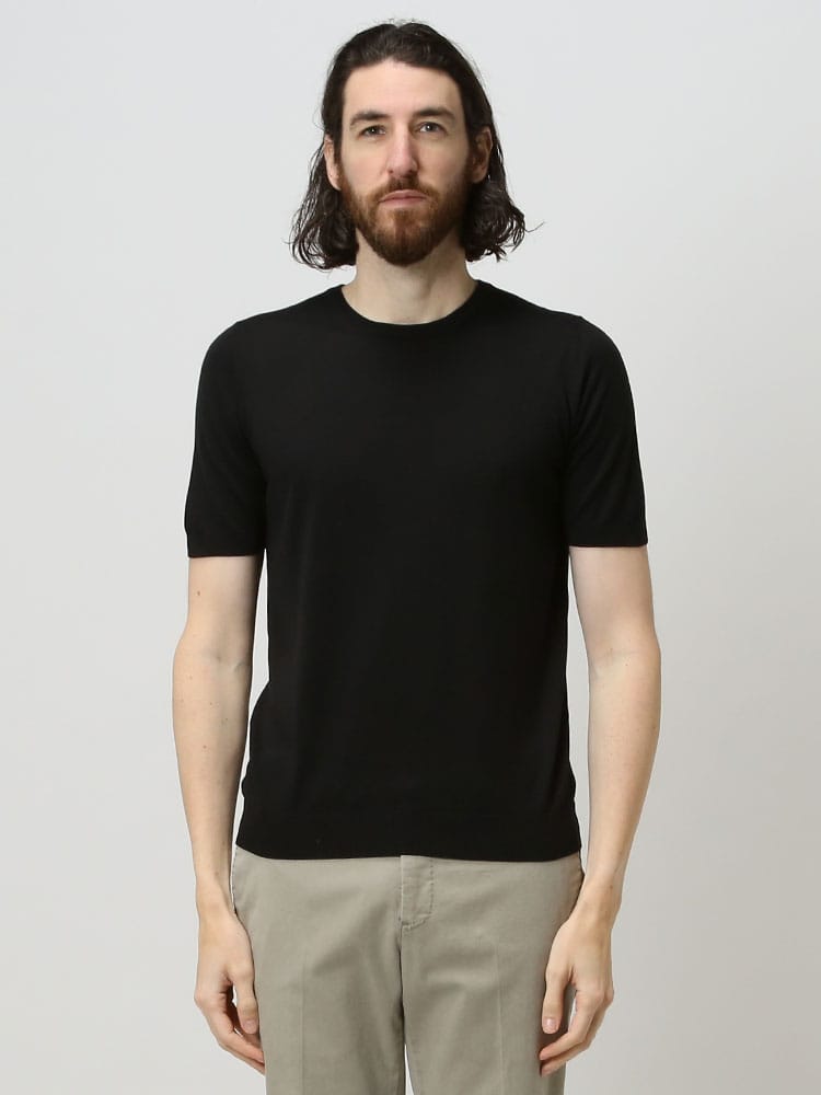 TAGLIATORE (タリアトーレ) シルク 無地 クルーネック ニット 半袖 Tシャツ TGJOSHGSE2203 ブランド