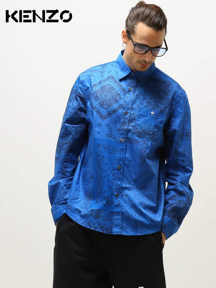 KENZO (ケンゾー) コットン バンダナ柄 長袖 シャツ KZFC55CH4019P5 