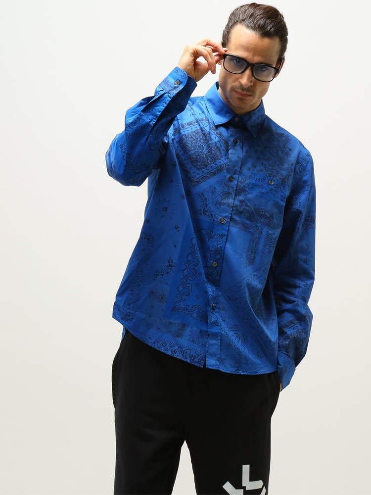 KENZO (ケンゾー) コットン バンダナ柄 長袖 シャツ KZFC55CH4019P5 
