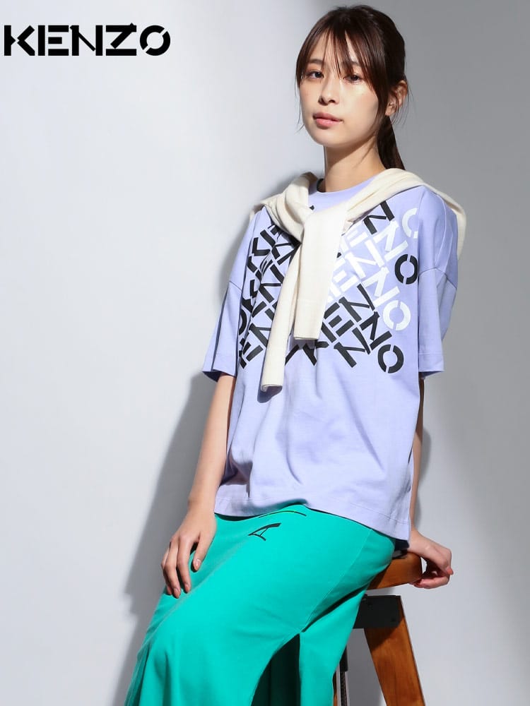 KENZO (ケンゾー) ロゴプリント クルーネック 半袖 Tシャツ KZLFC52TS6844SJ レディース ロゴ ブランド