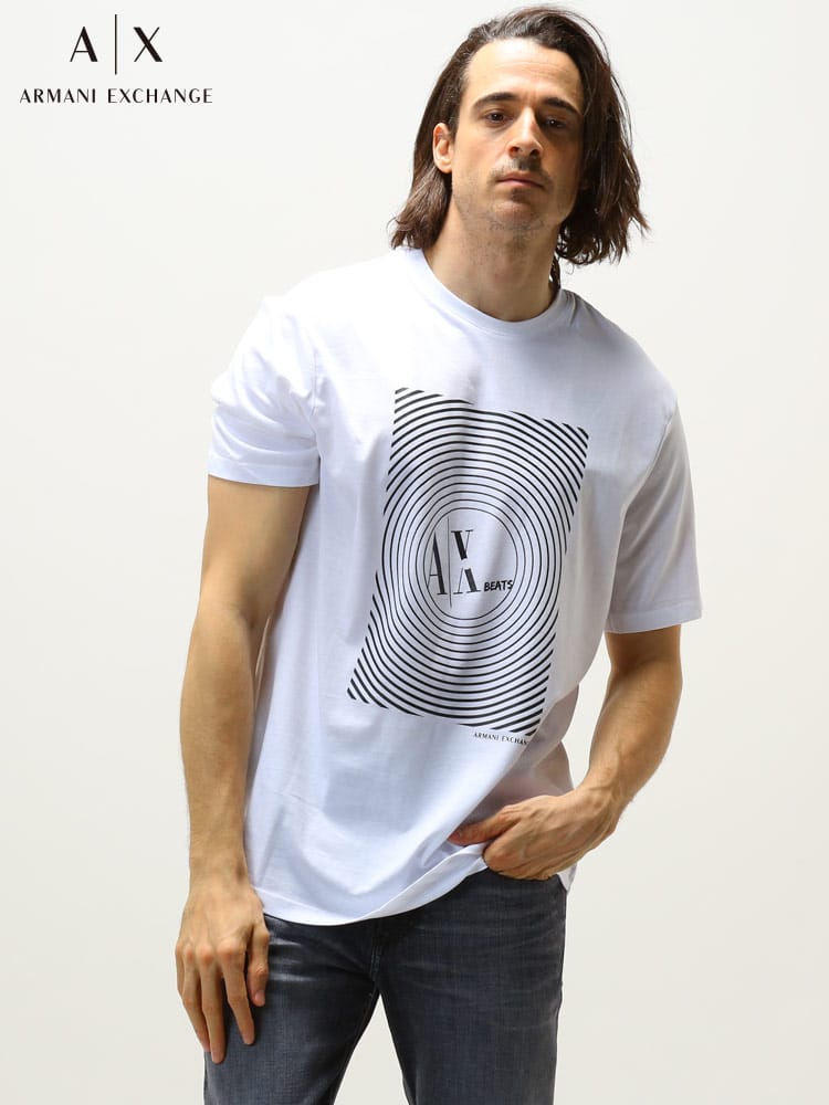 【オンラインストア限定】 ARMANI EXCHANGE アルマーニ エクスチェンジ メンズ サークル ロゴ クルーネック 半袖 Tシャツ ブランド コットン AX BEATS AE3LZTCYZJBVZ