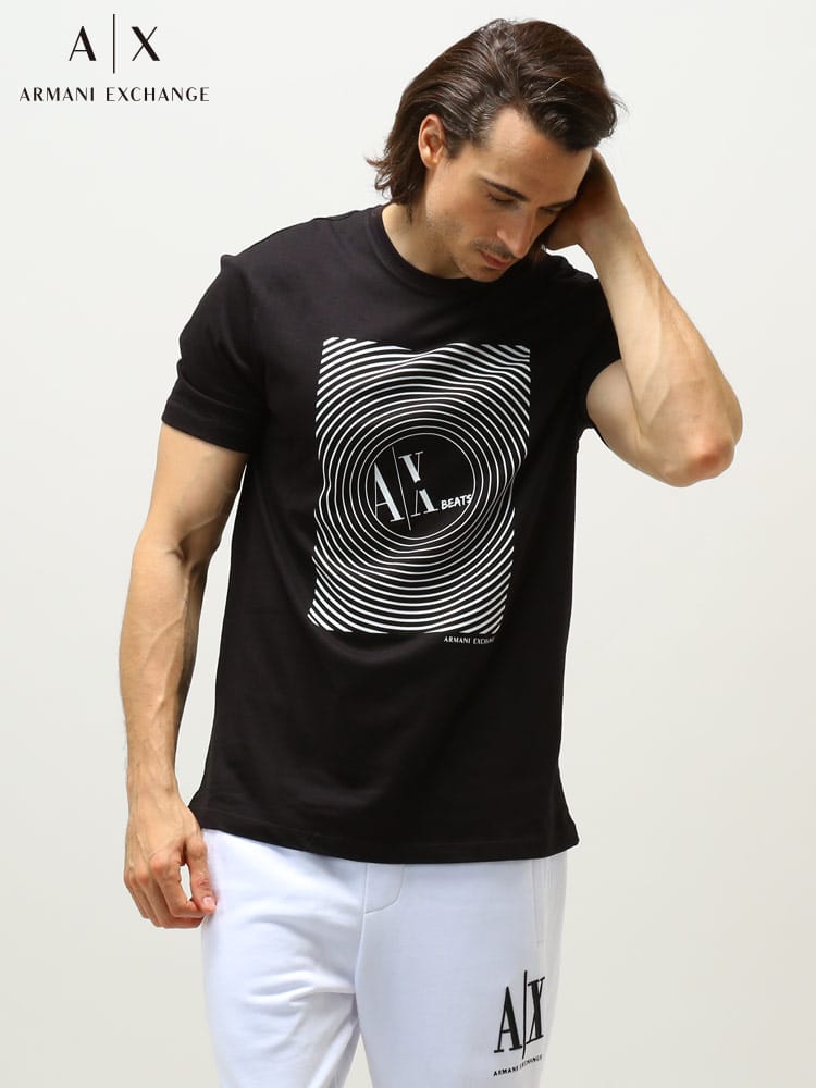 【オンラインストア限定】 ARMANI EXCHANGE アルマーニ エクスチェンジ メンズ サークル ロゴ クルーネック 半袖 Tシャツ ブランド コットン AX BEATS AE3LZTCYZJBVZ