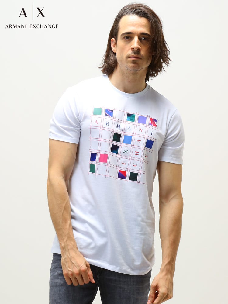 【オンラインストア限定】 ARMANI EXCHANGE アルマーニ エクスチェンジ メンズ マルチBOX ロゴ プリント クルーネック 半袖 Tシャツ ブランド AE3LZTKFZJE6Z