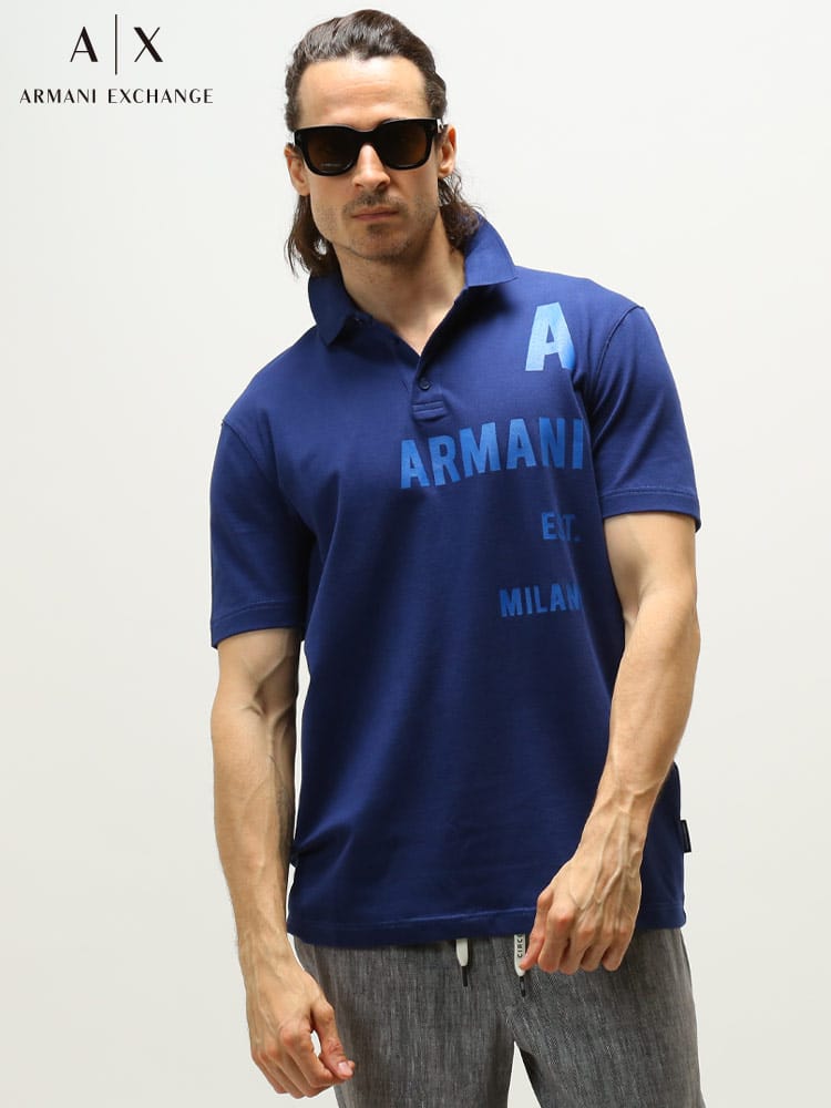 【オンラインストア限定】 ARMANI EXCHANGE アルマーニ エクスチェンジ メンズ サイド ロゴ 半袖 ポロシャツ ポロ ブランド レギュラーフィット AE3LZFBAZJ8NZ