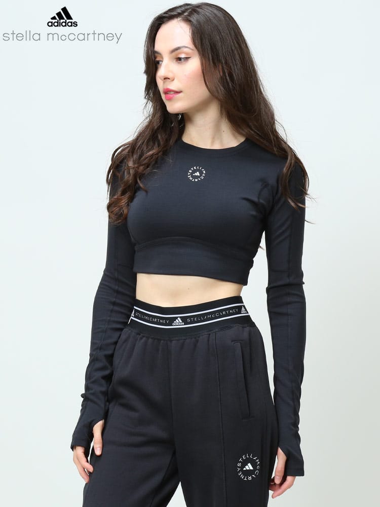 adidas by Stella McCartney (アディダス バイ ステラマッカートニー) レディース ブランド ロゴ クロップド 長袖 Tシャツ SMLHB6074