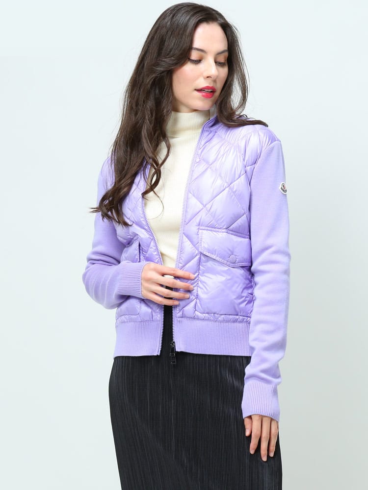 MONCLER モンクレール レディース ダウン ブランド カーディガン ブルゾン アウター ダイヤキルト ジップ ニット 春 秋 MCL9B00004M1131