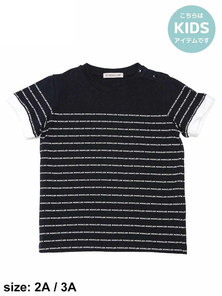 モンクレール キッズ Tシャツ 半袖 MONCLER ブランド 子供服 トップス ボーダー スナップボタン ロゴ 子ども ベビー プレゼント MCK8C000118790N