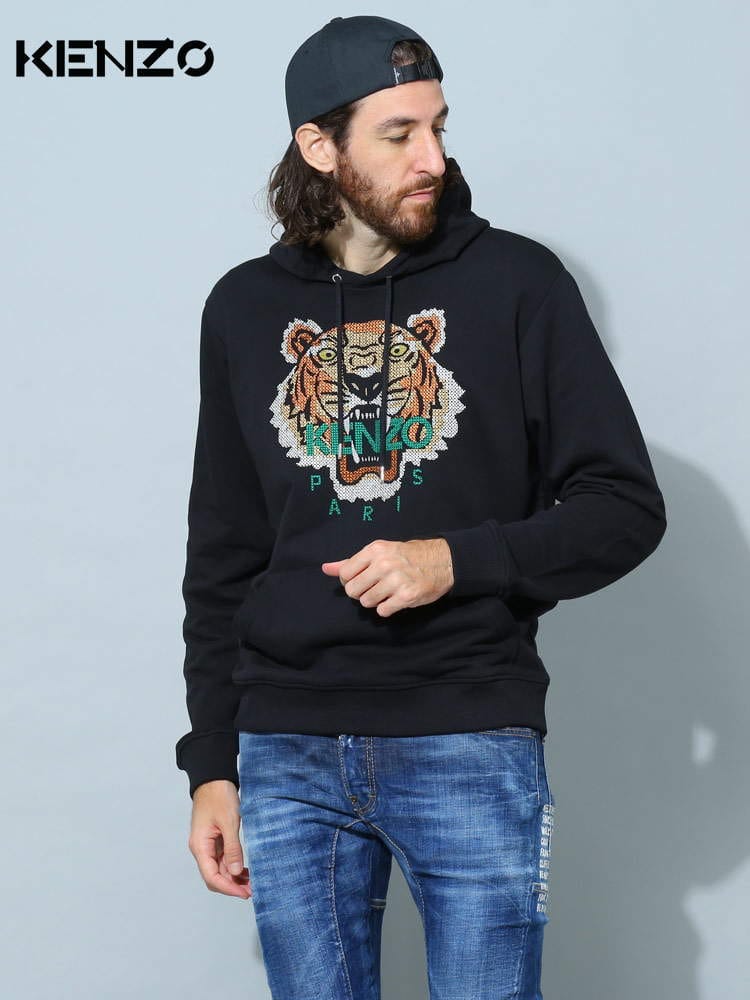 ケンゾー メンズ パーカー KENZO ブランド フーディー 長袖 スウェット タイガー ロゴ 刺繍 裏起毛 TIGER ORIGINAL KZFC65SW3414XD
