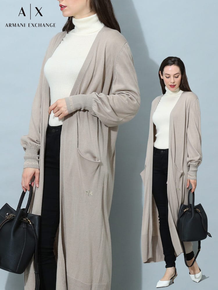 【オンラインストア限定】レディース カーディガン アルマーニエクスチェンジ ARMANI EXCHANGE ブランド  トップス ロング ロゴ ウール混 AEL6LYE1GYME3Z