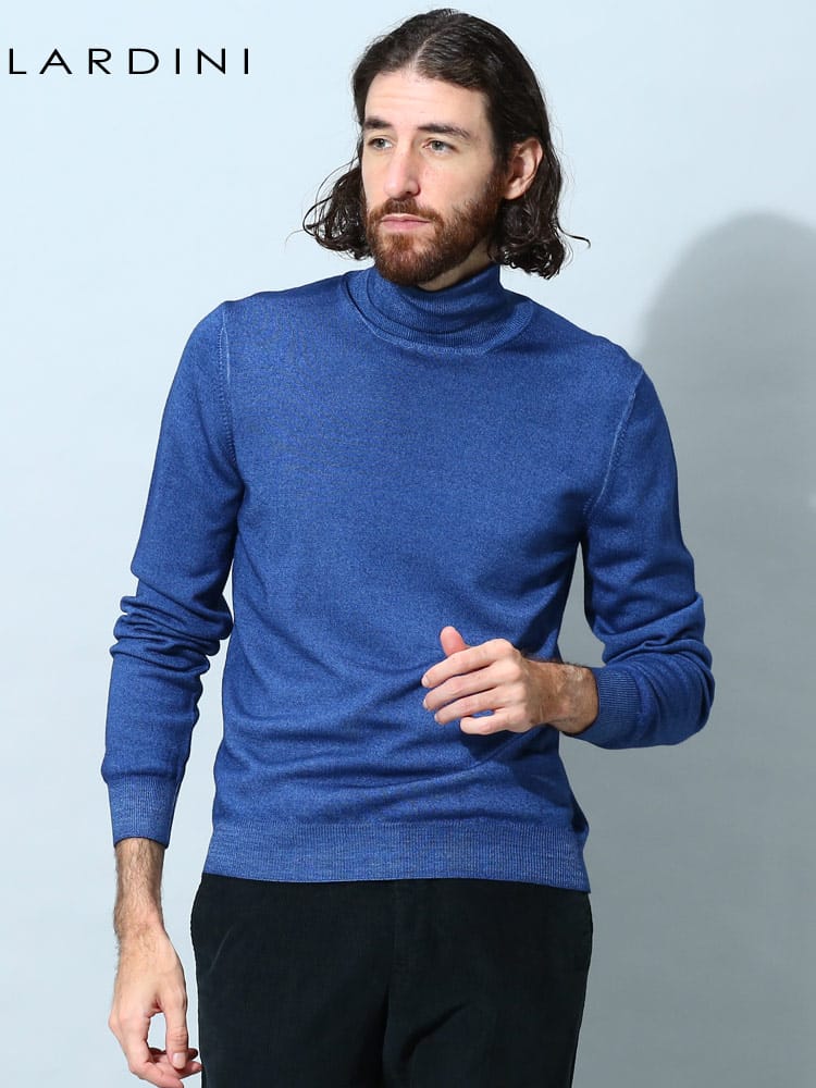 ラルディーニ メンズ ニット LARDINI ブランド セーター トップス タートルネック プルオーバー ウール 無地 LDLMML26559022