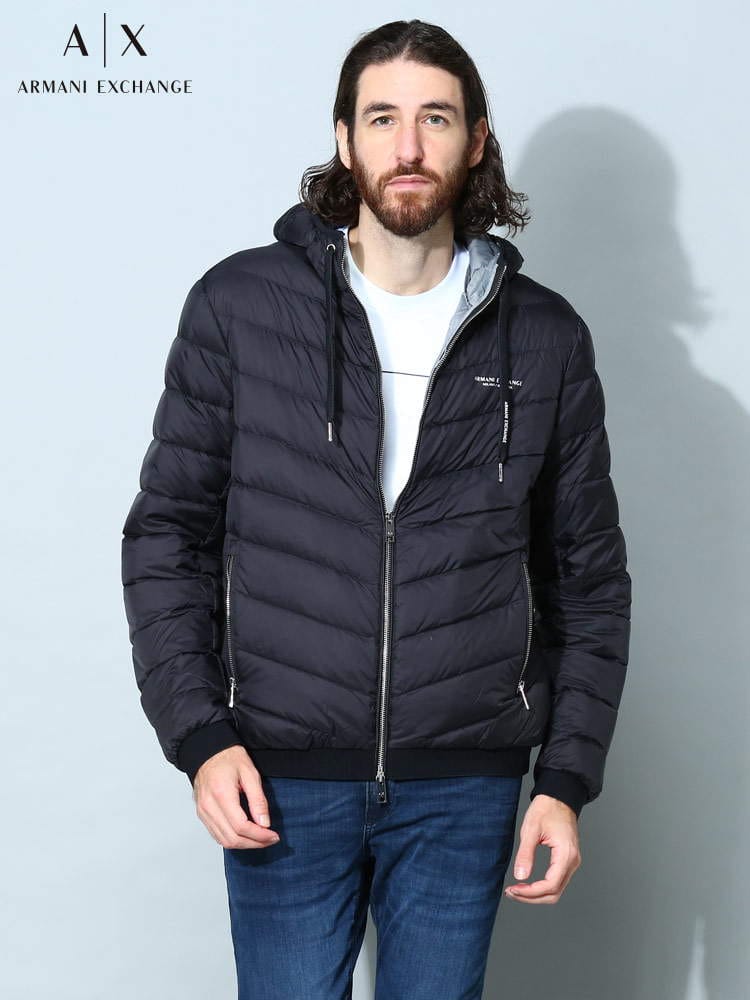 【オンラインストア限定】 アルマーニ メンズ ダウン アルマーニ エクスチェンジ ARMANI EXCHANGE ブランド アウター ライトダウン ブルゾン フード ロゴ AE8NZB53ZNW