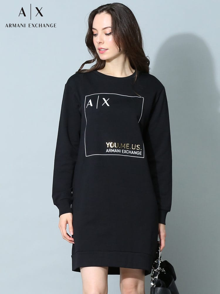 【オンラインストア限定】 アルマーニ レディース ワンピース アルマーニエクスチェンジ ARMANI EXCHANGE ブランド トップス スウェット ロゴ 裏毛 AEL6LYA71YJ5VZ