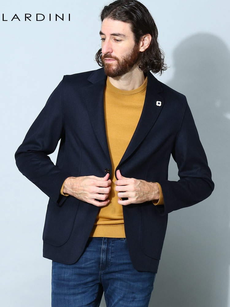 ラルディーニ メンズ ジャケット LARDINI ブランド アウター テーラード 背抜き シングル 無地 ソフトフランネル ウール LDAMAJC1604