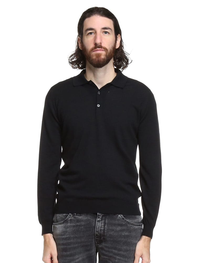 JOHN SMEDLEY (ジョンスメドレー) ウール混 長袖 ニット ポロシャツ 