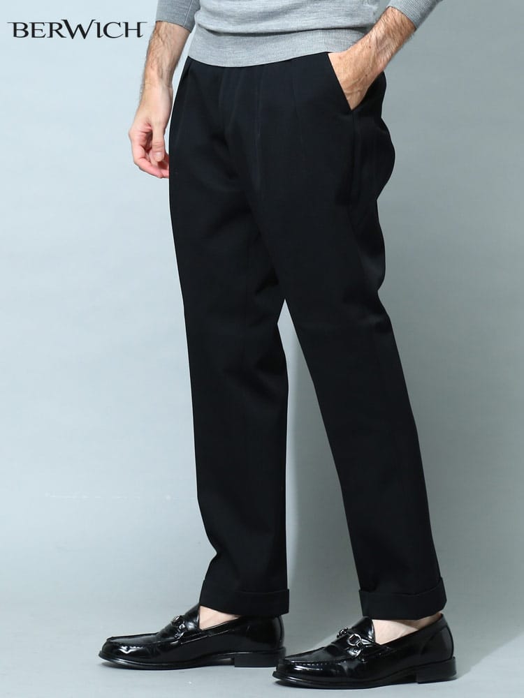 ベルウィッチ メンズ パンツ BERWICH ブランド ボトムス ロングパンツ タック ロールアップ テーパード BEWSODASB1201