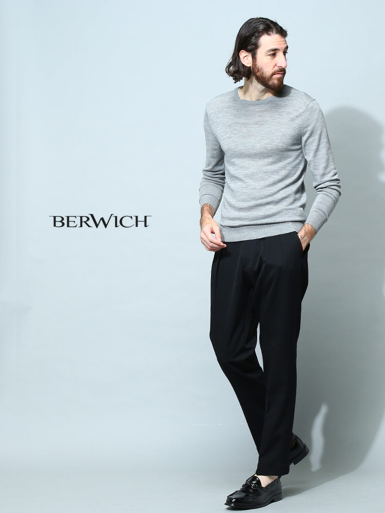 ベルウィッチ メンズ パンツ BERWICH ブランド ボトムス ロングパンツ タック ロールアップ テーパード BEW【サカゼン公式通販】