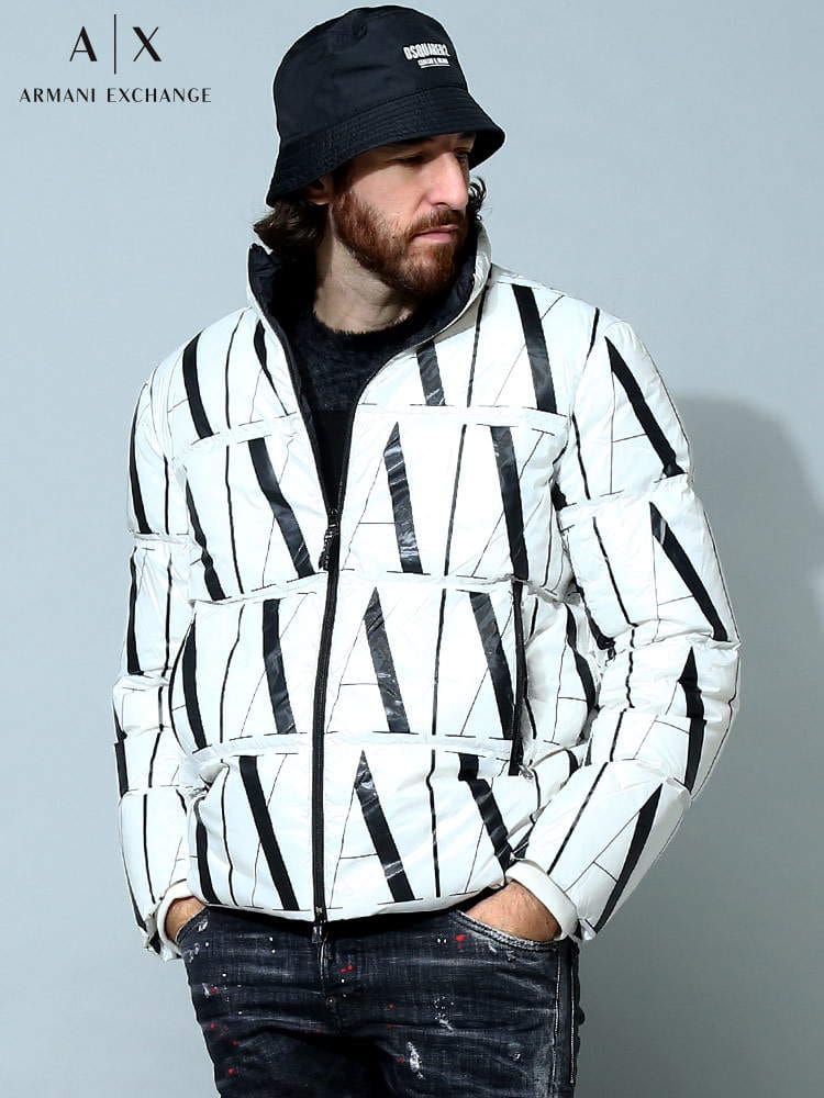 【オンラインストア限定】 ARMANI EXCHANGE (アルマーニエクスチェンジ) 総ロゴ フルジップ ダウンジャケット AE8NZBP8ZNULZ ブランド