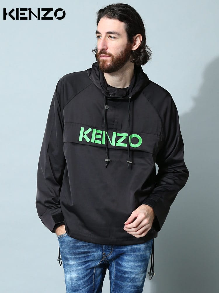 KENZO (ケンゾー) ロゴプリント ハーフジップ アノラックパーカー 