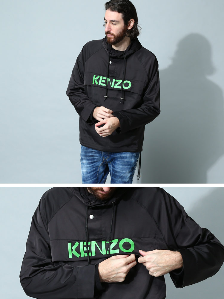 KENZO (ケンゾー) ロゴプリント ハーフジップ アノラックパーカー ...