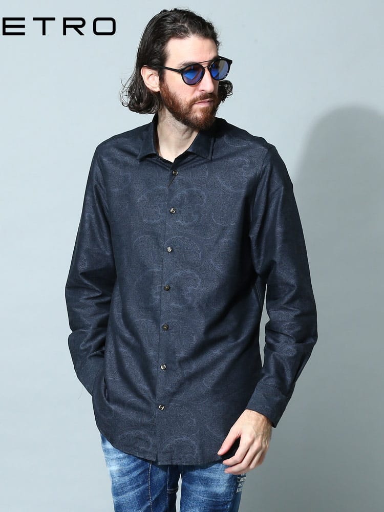 ETRO (エトロ) ジャガード ペイズリー 長袖 シャツ ET222U114513208