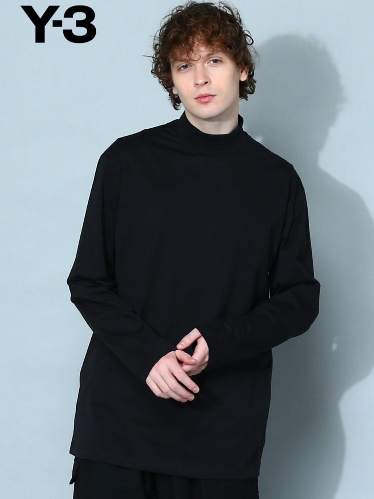 ワイスリー メンズ Tシャツ 長袖 Y-3 ブランド ロンT トップス ロゴ モックネック CLASSIC MOCK NECK LS TEE レギュラーフィット Y3GK4497