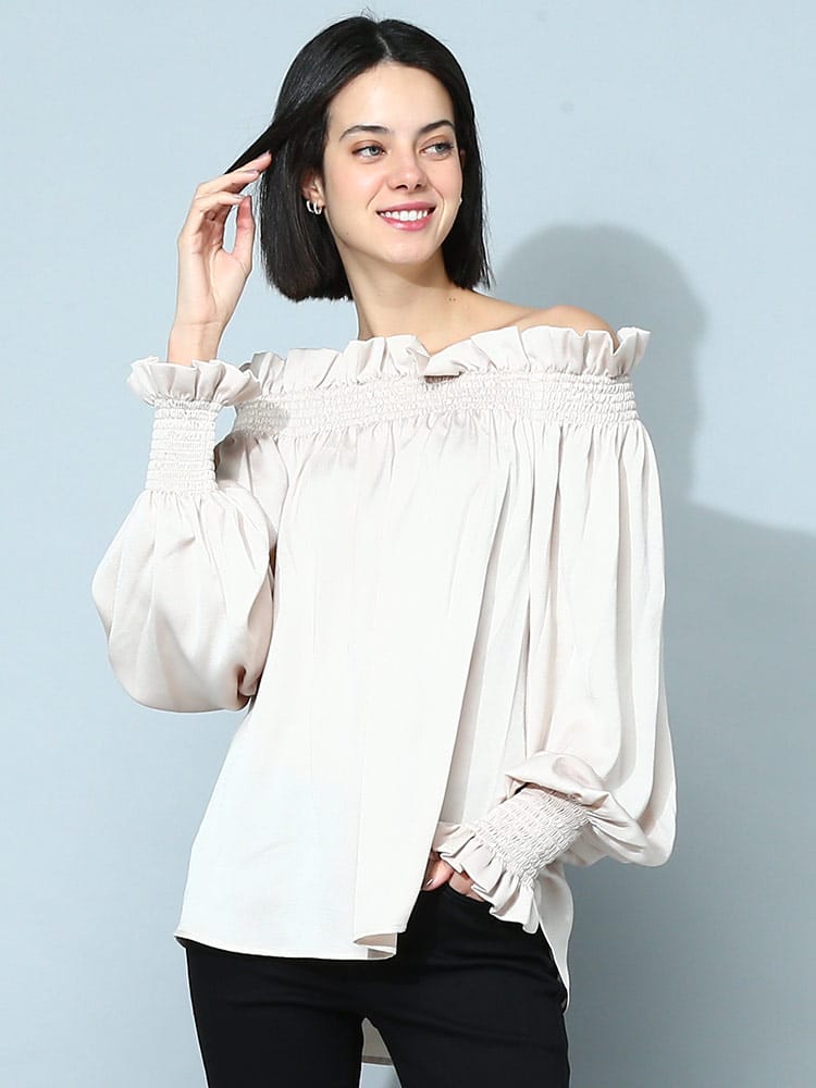 シーバイクロエ レディース ブラウス SEE BY CHLOE  ブランド シャツ トップス ギャザー オフショルダー SCCHS22AHT06026