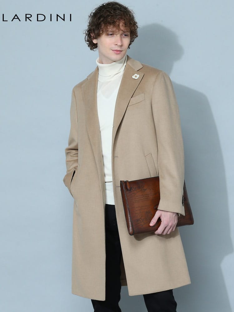 ラルディーニ メンズ コート LARDINI ブランド チェスターコート アウター シングル カシミヤ LD23176AEC59632