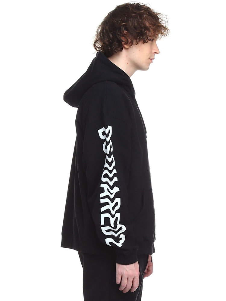 DSQUARED2 (ディースクエアード) 裏起毛 袖ロゴ フルジップ パーカー 【春夏新作】 D2HG0139S255 S M L 1XL 2XL  3XL トップス パーカー【サカゼン公式通販】 DSQUARED2 ブラック パーカー フルジップ