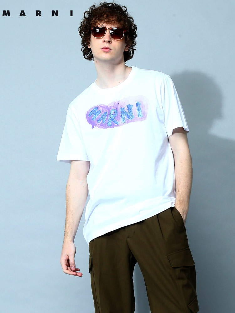 MARNI (マルニ) ロゴプリント クルーネック 半袖 Tシャツ 【春夏新作】 MAHUMU0198PB ブランド